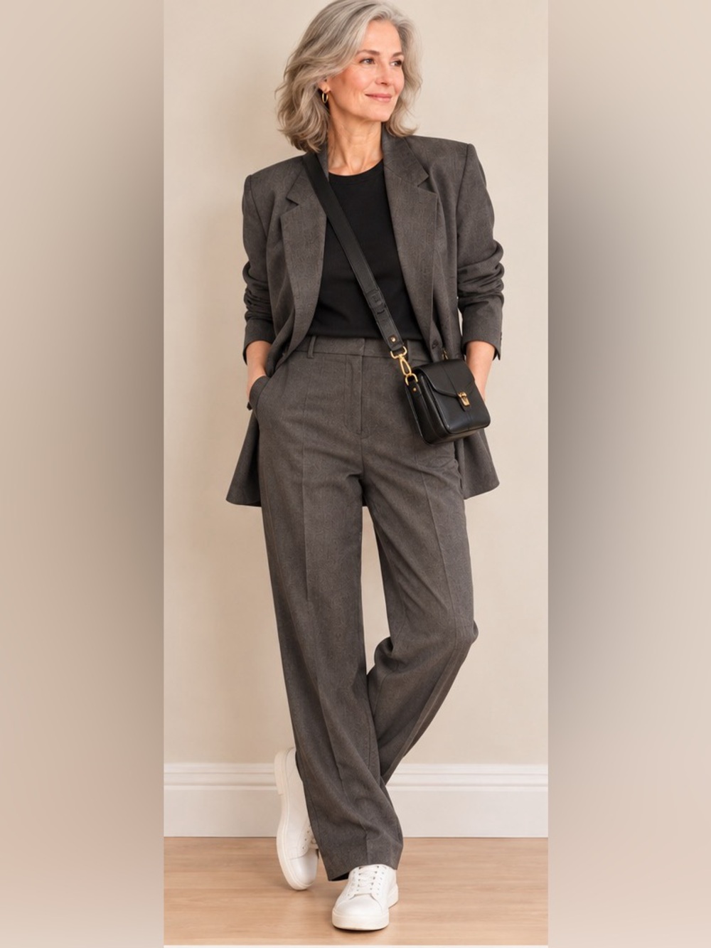 Rafique Vintage Grey Oversized Blazer & Trouser Suit Set Size 12